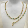 Collar y Pulsera 06.284.0014.3 Oro Laminado, con Verde and Blanca Zirconia Cubica, Pulido, Tono Dorado