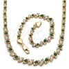 Collar y Pulsera 06.284.0014.3 Oro Laminado, con Verde and Blanca Zirconia Cubica, Pulido, Tono Dorado