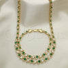 Collar y Pulsera 06.284.0014.3 Oro Laminado, con Verde and Blanca Zirconia Cubica, Pulido, Tono Dorado