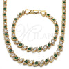 Collar y Pulsera 06.284.0014.3 Oro Laminado, con Verde and Blanca Zirconia Cubica, Pulido, Tono Dorado