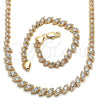 Collar y Pulsera 06.284.0014.4 Oro Laminado, con Zirconia Cubica Blanca, Pulido, Tono Dorado