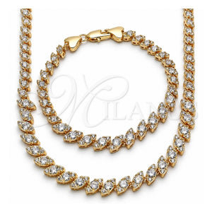 Collar y Pulsera 06.284.0014.4 Oro Laminado, con Zirconia Cubica Blanca, Pulido, Tono Dorado