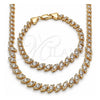 Collar y Pulsera 06.284.0014.4 Oro Laminado, con Zirconia Cubica Blanca, Pulido, Tono Dorado