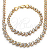 Collar y Pulsera 06.284.0014.4 Oro Laminado, con Blanca Zirconia Cubica, Pulido, Tono Dorado