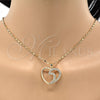 Collares con Dije 04.99.0030.18 Oro Laminado, Diseño de Corazón, con Blanca Zirconia Cubica, Pulido, Tono Dorado (02 MM Thickness, 18 Inches Length)