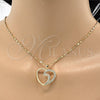 Collares con Dije 04.99.0030.18 Oro Laminado, Diseño de Corazón, con Blanca Zirconia Cubica, Pulido, Tono Dorado (02 MM Thickness, 18 Inches Length)