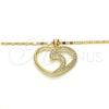 Collares con Dije 04.99.0030.18 Oro Laminado, Diseño de Corazón, con Blanca Zirconia Cubica, Pulido, Tono Dorado (02 MM Thickness, 18 Inches Length)