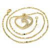 Collares con Dije 04.99.0030.18 Oro Laminado, Diseño de Corazón, con Blanca Zirconia Cubica, Pulido, Tono Dorado (02 MM Thickness, 18 Inches Length)