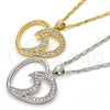 Collares con Dije 04.99.0030.18 Oro Laminado, Diseño de Corazón, con Blanca Zirconia Cubica, Pulido, Tono Dorado (02 MM Thickness, 18 Inches Length)