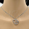Collares con Dije 04.99.0031.1.18 Rodio Laminado, Diseño de Corazón, con Zirconia Cubica Blanca, Pulido, Rodinado (Grosor 02 MM, 18 Pulgadas de Largo)