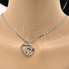 Collares con Dije 04.99.0031.1.18 Rodio Laminado, Diseño de Corazón, con Zirconia Cubica Blanca, Pulido, Rodinado (Grosor 02 MM, 18 Pulgadas de Largo)