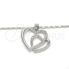 Collares con Dije 04.99.0031.1.18 Rodio Laminado, Diseño de Corazón, con Zirconia Cubica Blanca, Pulido, Rodinado (Grosor 02 MM, 18 Pulgadas de Largo)