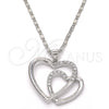 Collares con Dije 04.99.0031.1.18 Rodio Laminado, Diseño de Corazón, con Zirconia Cubica Blanca, Pulido, Rodinado (Grosor 02 MM, 18 Pulgadas de Largo)