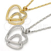 Collares con Dije 04.99.0031.1.18 Rodio Laminado, Diseño de Corazón, con Zirconia Cubica Blanca, Pulido, Rodinado (Grosor 02 MM, 18 Pulgadas de Largo)