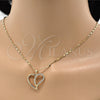 Collares con Dije 04.99.0032.18 Oro Laminado, con Zirconia Cubica Blanca, Pulido, Tono Dorado (Grosor 02 MM, 18 Pulgadas de Largo)