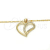 Collares con Dije 04.99.0032.18 Oro Laminado, con Zirconia Cubica Blanca, Pulido, Tono Dorado (Grosor 02 MM, 18 Pulgadas de Largo)