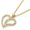 Collares con Dije 04.99.0032.18 Oro Laminado, con Zirconia Cubica Blanca, Pulido, Tono Dorado (Grosor 02 MM, 18 Pulgadas de Largo)