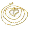 Collares con Dije 04.99.0032.18 Oro Laminado, con Zirconia Cubica Blanca, Pulido, Tono Dorado (Grosor 02 MM, 18 Pulgadas de Largo)