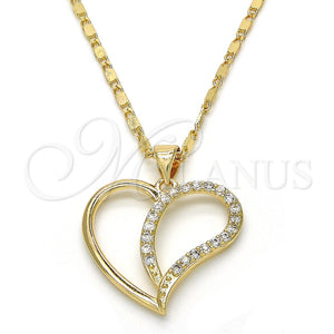 Collares con Dije 04.99.0032.18 Oro Laminado, con Blanca Zirconia Cubica, Pulido, Tono Dorado (02 MM Thickness, 18 Inches Length)