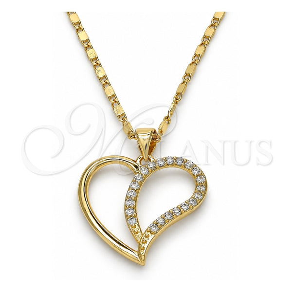 Collares con Dije 04.99.0032.18 Oro Laminado, con Zirconia Cubica Blanca, Pulido, Tono Dorado (Grosor 02 MM, 18 Pulgadas de Largo)