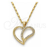 Collares con Dije 04.99.0032.18 Oro Laminado, con Zirconia Cubica Blanca, Pulido, Tono Dorado (Grosor 02 MM, 18 Pulgadas de Largo)