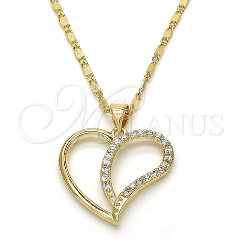 Collares con Dije 04.99.0032.18 Oro Laminado, con Blanca Zirconia Cubica, Pulido, Tono Dorado (02 MM Thickness, 18 Inches Length)