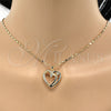Collares con Dije 04.99.0034.18 Oro Laminado, Diseño de Corazón, con Zirconia Cubica Blanca, Pulido, Tono Dorado (Grosor 02 MM, 18 Pulgadas de Largo)