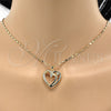 Collares con Dije 04.99.0034.18 Oro Laminado, Diseño de Corazón, con Blanca Zirconia Cubica, Pulido, Tono Dorado (02 MM Thickness, 18 Inches Length)