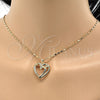 Collares con Dije 04.99.0034.18 Oro Laminado, Diseño de Corazón, con Zirconia Cubica Blanca, Pulido, Tono Dorado (Grosor 02 MM, 18 Pulgadas de Largo)