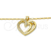 Collares con Dije 04.99.0034.18 Oro Laminado, Diseño de Corazón, con Blanca Zirconia Cubica, Pulido, Tono Dorado (02 MM Thickness, 18 Inches Length)