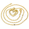 Collares con Dije 04.99.0034.18 Oro Laminado, Diseño de Corazón, con Zirconia Cubica Blanca, Pulido, Tono Dorado (Grosor 02 MM, 18 Pulgadas de Largo)