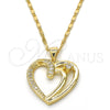 Collares con Dije 04.99.0034.18 Oro Laminado, Diseño de Corazón, con Blanca Zirconia Cubica, Pulido, Tono Dorado (02 MM Thickness, 18 Inches Length)