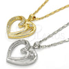 Collares con Dije 04.99.0034.18 Oro Laminado, Diseño de Corazón, con Zirconia Cubica Blanca, Pulido, Tono Dorado (Grosor 02 MM, 18 Pulgadas de Largo)