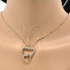 Collares con Dije 04.99.0037.18 Oro Laminado, Diseño de Corazón, con Blanca Zirconia Cubica, Pulido, Tono Dorado (02 MM Thickness, 18 Inches Length)