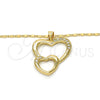Collares con Dije 04.99.0037.18 Oro Laminado, Diseño de Corazón, con Zirconia Cubica Blanca, Pulido, Tono Dorado (Grosor 02 MM, 18 Pulgadas de Largo)