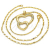 Collares con Dije 04.99.0037.18 Oro Laminado, Diseño de Corazón, con Zirconia Cubica Blanca, Pulido, Tono Dorado (Grosor 02 MM, 18 Pulgadas de Largo)