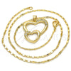 Collares con Dije 04.99.0037.18 Oro Laminado, Diseño de Corazón, con Blanca Zirconia Cubica, Pulido, Tono Dorado (02 MM Thickness, 18 Inches Length)