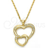 Collares con Dije 04.99.0037.18 Oro Laminado, Diseño de Corazón, con Blanca Zirconia Cubica, Pulido, Tono Dorado (02 MM Thickness, 18 Inches Length)