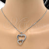 Collares con Dije 04.99.0037.1.18 Oro Laminado Blanco, Diseño de Corazón, con Zirconia Cubica Blanca, Pulido, Rodinado (Grosor 02 MM, 18 Pulgadas de Largo)