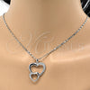 Collares con Dije 04.99.0037.1.18 Oro Laminado Blanco, Diseño de Corazón, con Zirconia Cubica Blanca, Pulido, Rodinado (Grosor 02 MM, 18 Pulgadas de Largo)