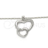 Collares con Dije 04.99.0037.1.18 Oro Laminado Blanco, Diseño de Corazón, con Zirconia Cubica Blanca, Pulido, Rodinado (Grosor 02 MM, 18 Pulgadas de Largo)