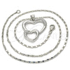 Collares con Dije 04.99.0037.1.18 Oro Laminado Blanco, Diseño de Corazón, con Zirconia Cubica Blanca, Pulido, Rodinado (Grosor 02 MM, 18 Pulgadas de Largo)