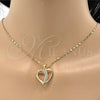 Collares con Dije 04.99.0038.18 Oro Laminado, Diseño de Corazón, con Zirconia Cubica Blanca, Pulido, Tono Dorado (Grosor 02 MM, 18 Pulgadas de Largo)