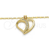 Collares con Dije 04.99.0038.18 Oro Laminado, Diseño de Corazón, con Zirconia Cubica Blanca, Pulido, Tono Dorado (Grosor 02 MM, 18 Pulgadas de Largo)