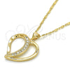 Collares con Dije 04.99.0038.18 Oro Laminado, Diseño de Corazón, con Zirconia Cubica Blanca, Pulido, Tono Dorado (Grosor 02 MM, 18 Pulgadas de Largo)