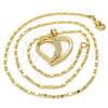 Collares con Dije 04.99.0038.18 Oro Laminado, Diseño de Corazón, con Zirconia Cubica Blanca, Pulido, Tono Dorado (Grosor 02 MM, 18 Pulgadas de Largo)