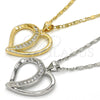 Collares con Dije 04.99.0038.18 Oro Laminado, Diseño de Corazón, con Zirconia Cubica Blanca, Pulido, Tono Dorado (Grosor 02 MM, 18 Pulgadas de Largo)