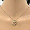 Collares con Dije 04.99.0039.18 Oro Laminado, Diseño de Corazón, con Zirconia Cubica Blanca, Pulido, Tono Dorado (Grosor 02 MM, 18 Pulgadas de Largo)