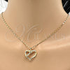 Collares con Dije 04.99.0039.18 Oro Laminado, Diseño de Corazón, con Zirconia Cubica Blanca, Pulido, Tono Dorado (Grosor 02 MM, 18 Pulgadas de Largo)