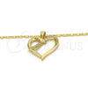 Collares con Dije 04.99.0039.18 Oro Laminado, Diseño de Corazón, con Zirconia Cubica Blanca, Pulido, Tono Dorado (Grosor 02 MM, 18 Pulgadas de Largo)